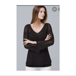 WHBM Black Mesh Top